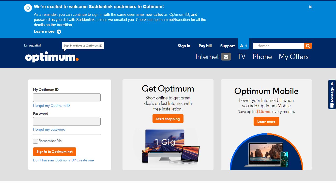 Optimum | TV, Phone and Internet Support Home